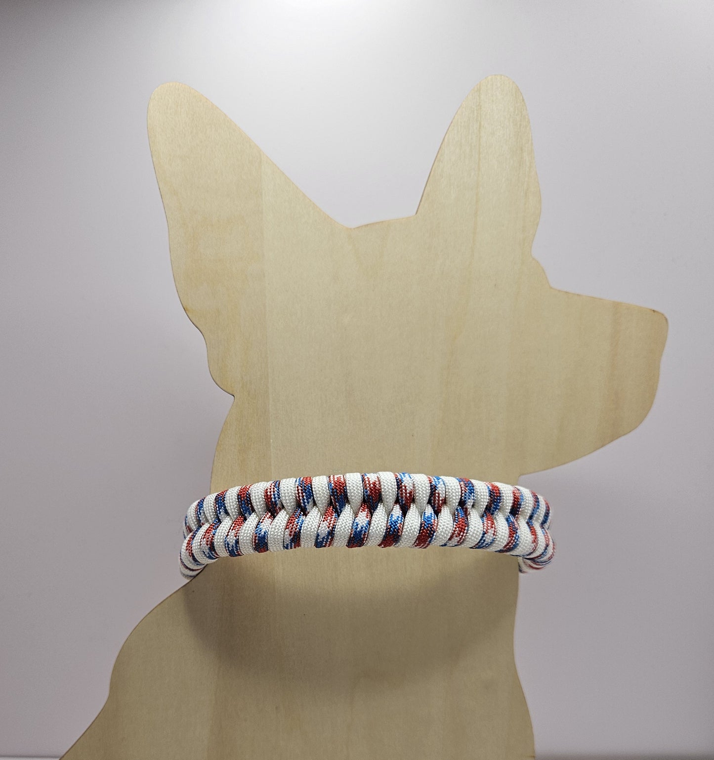 Patriotic Fishtail Weave Paracord Dog Collar - 12 Inch Limited Edition