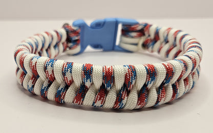 Patriotic Fishtail Weave Paracord Dog Collar - 12 Inch Limited Edition