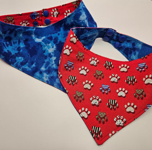 Patriotic Paws with Blue Tie-Dye Snap-On Dog Bandana