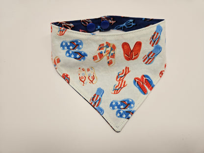 Limited Edition Patriotic Sunglasses & Flip Flops Snap-On Dog Bandana