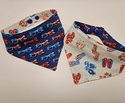Limited Edition Patriotic Sunglasses & Flip Flops Snap-On Dog Bandana
