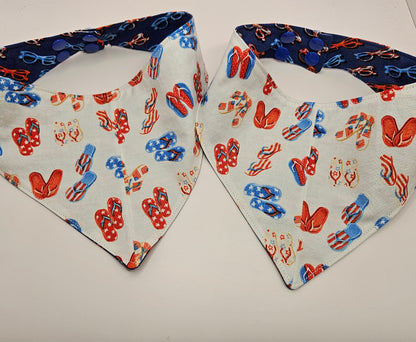 Limited Edition Patriotic Sunglasses & Flip Flops Snap-On Dog Bandana