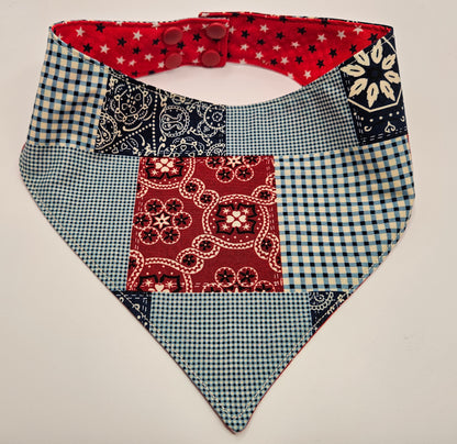Patriotic Patchwork Snap-On Dog Bandana