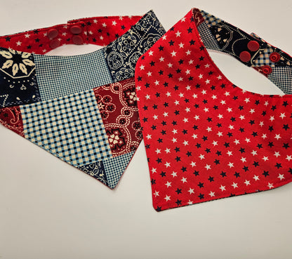 Patriotic Patchwork Snap-On Dog Bandana