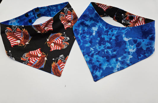 Born to Ride: Eagle & Motorcycle Reversible Snap-On Dog Bandana – Limited Edition