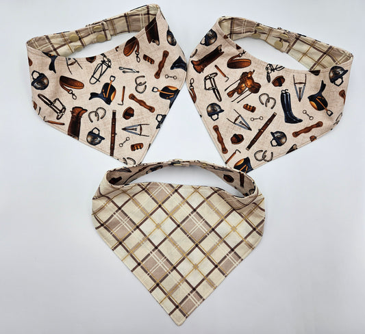 🐴 Equestrian Charm Reversible Snap-On Dog Bandana – Limited Edition Style