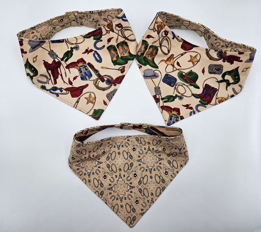 🤠 Western Charm Reversible Snap-On Dog Bandana – Limited Edition Style