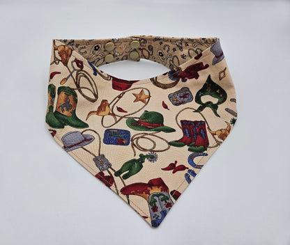 🤠 Western Charm Reversible Snap-On Dog Bandana – Limited Edition Style
