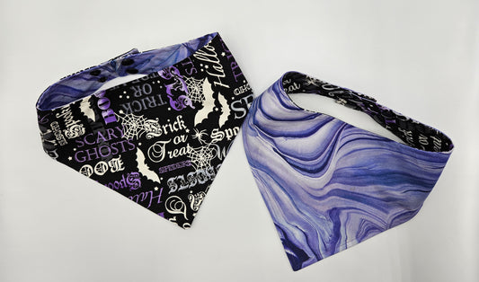 🎃 Trick or Treat & Violet Veins Reversible Snap-On Dog Bandana – Limited Edition Style