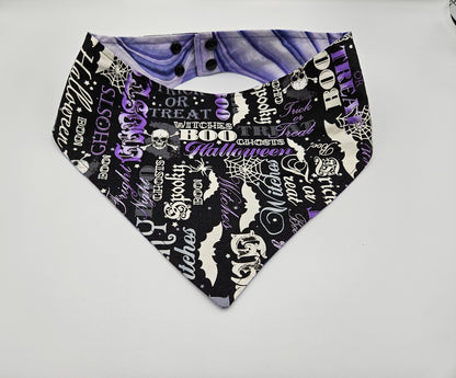 🎃 Trick or Treat & Violet Veins Reversible Snap-On Dog Bandana – Limited Edition Style
