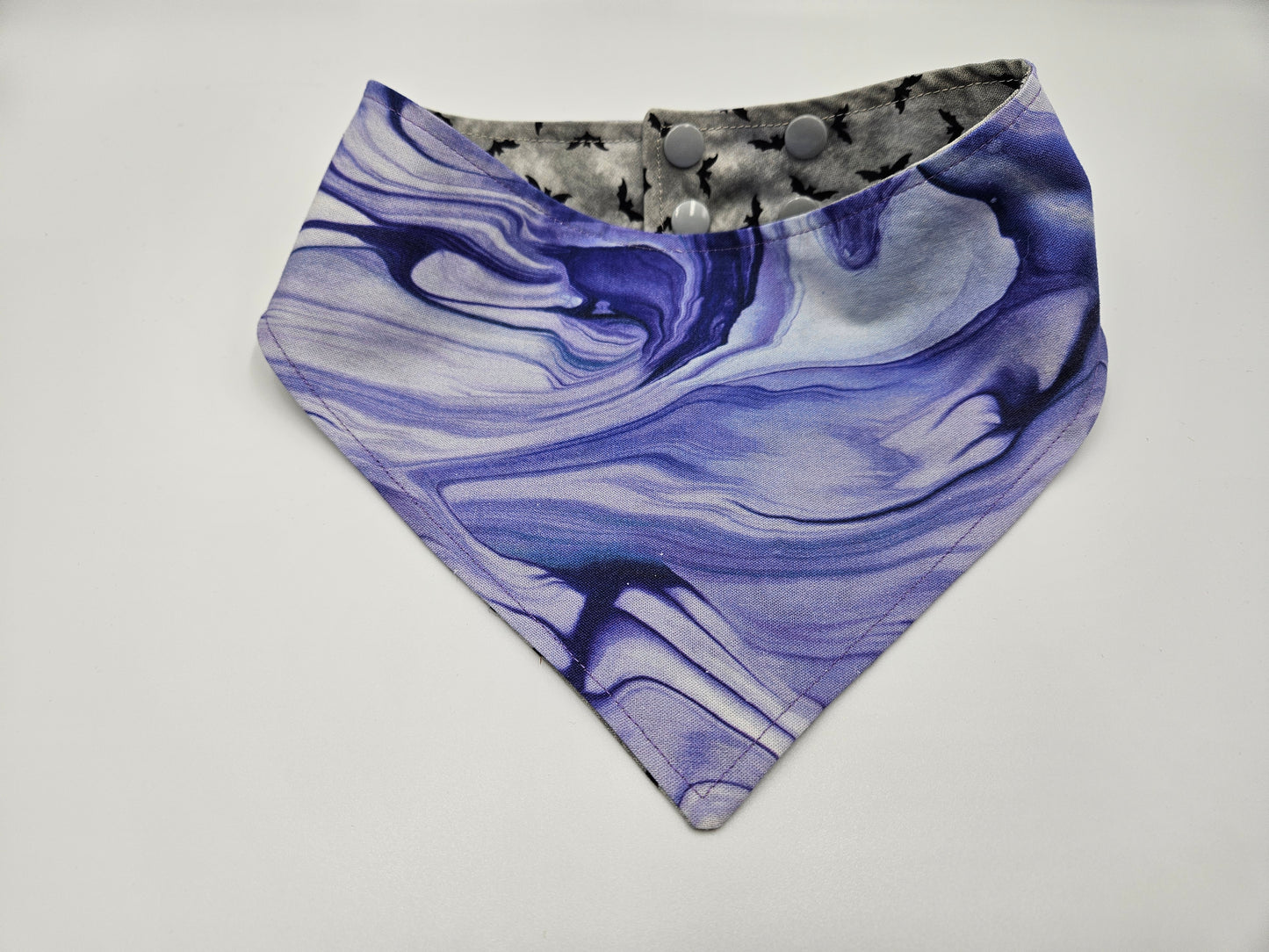 🦇 Midnight Flight & Violet Veins Reversible Snap-On Dog Bandana – Limited Edition Style