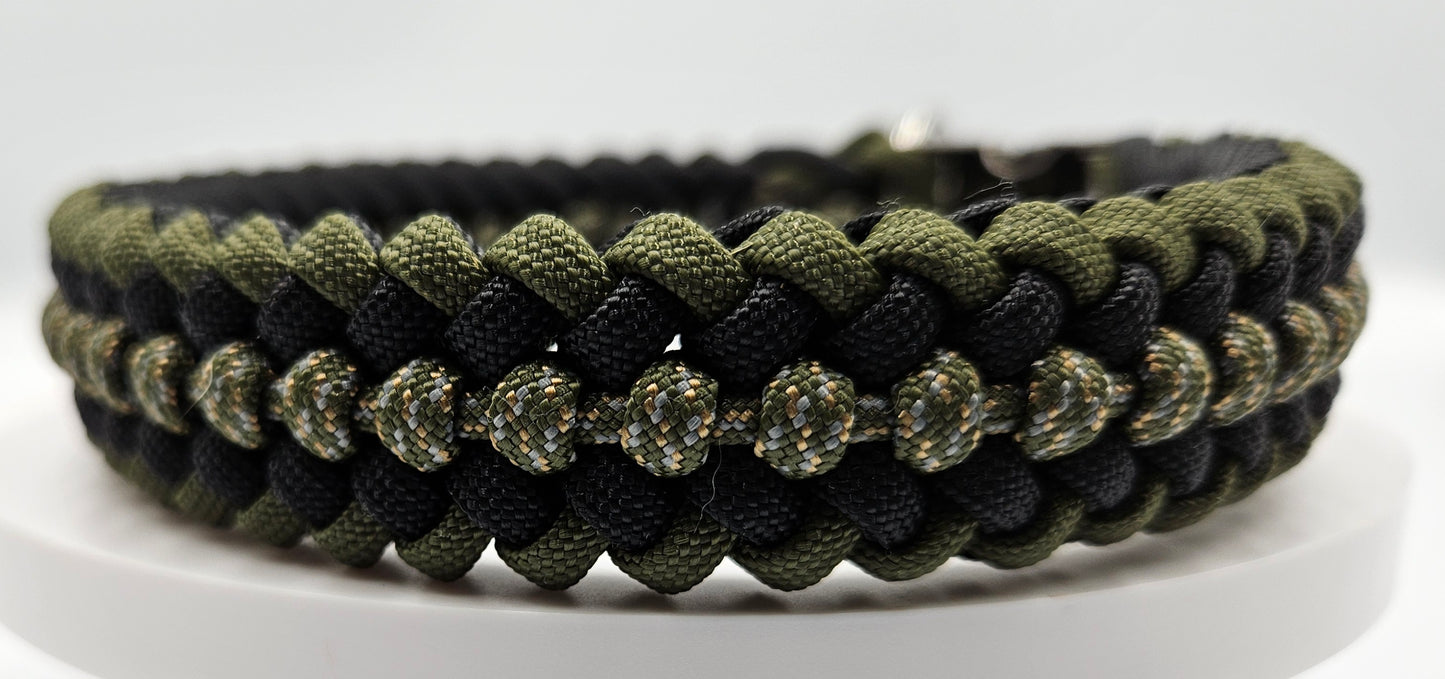 Digital Woodland Camo Sanctified Covenant Weave Paracord Dog Collar - Limited Edition (fits up to 13 inch)