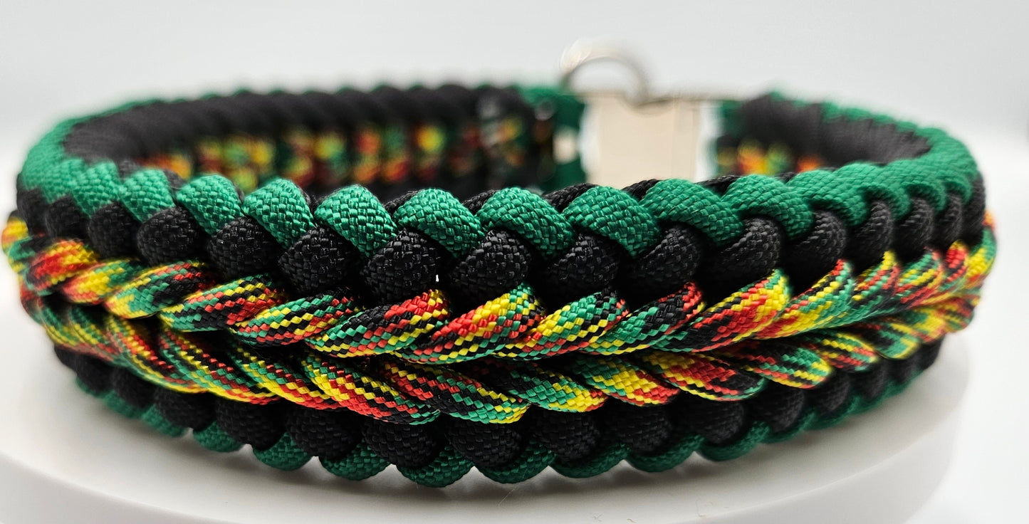 Jamaican Me Crazy Sanctified Weave Paracord Dog Collar - Limited Edition (fits up to 14 inch)