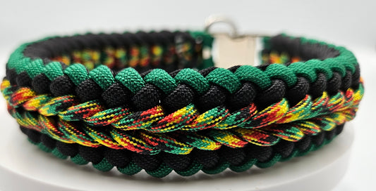 Jamaican Me Crazy Sanctified Weave Paracord Dog Collar - Limited Edition (fits up to 14 inch)