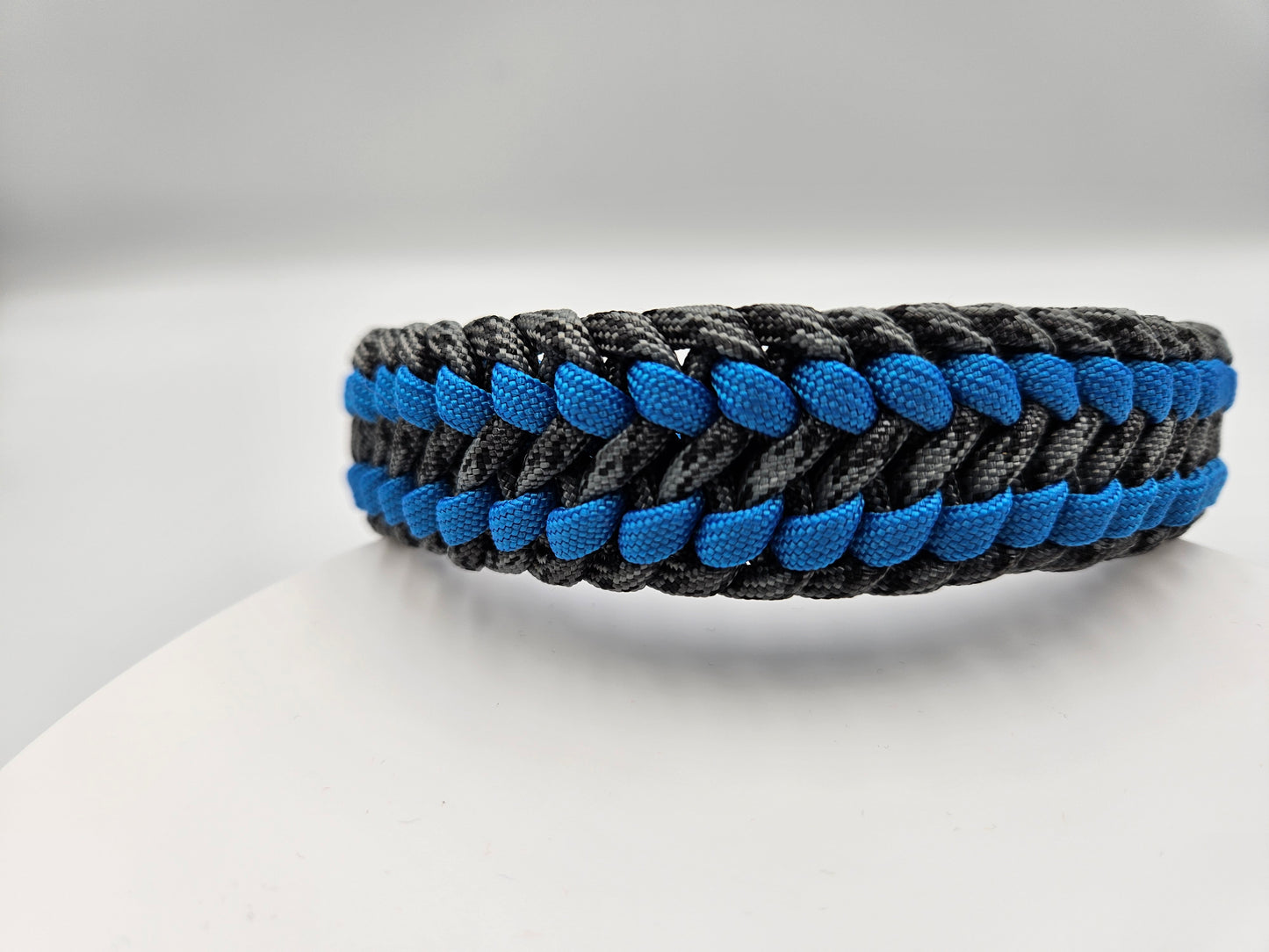 Blue & Grey Sanctified Infinity Weave Paracord Dog Collar - Limited Edition (fits up to 14 inch)