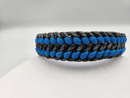 Blue & Grey Sanctified Infinity Weave Paracord Dog Collar - Limited Edition (fits up to 14 inch)