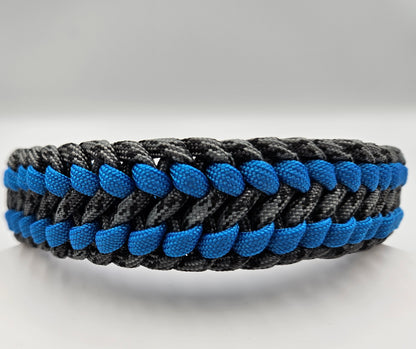 Blue & Grey Sanctified Infinity Weave Paracord Dog Collar - Limited Edition (fits up to 14 inch)