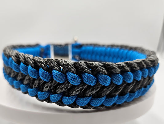 Blue & Grey Sanctified Infinity Weave Paracord Dog Collar - Limited Edition (fits up to 14 inch)