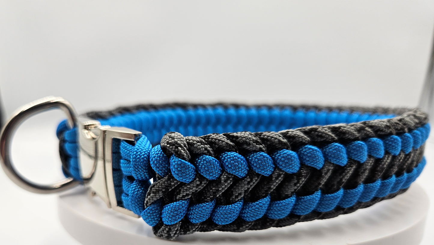 Blue & Grey Sanctified Infinity Weave Paracord Dog Collar - Limited Edition (fits up to 14 inch)