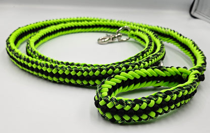 Neon Green & Black Sanctified Covenant Weave Paracord Dog Leash - 6 Foot Long Limited Edition