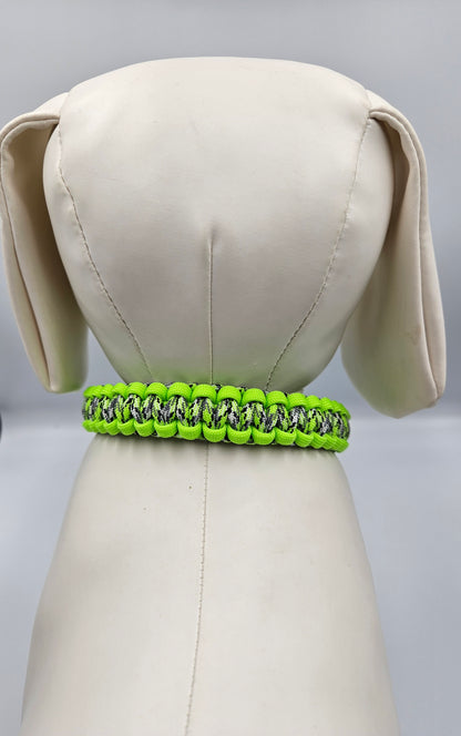 Zombie Edition With Neon Green Apple Cobra Weave Paracord Dog Collar - 16 inch Limited Edition (fits up to 15 inch)