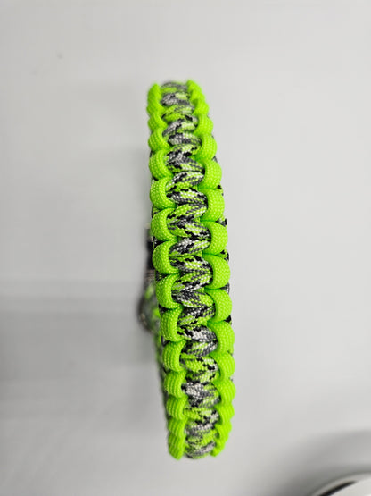 Zombie Edition With Neon Green Apple Cobra Weave Paracord Dog Collar - 16 inch Limited Edition (fits up to 15 inch)