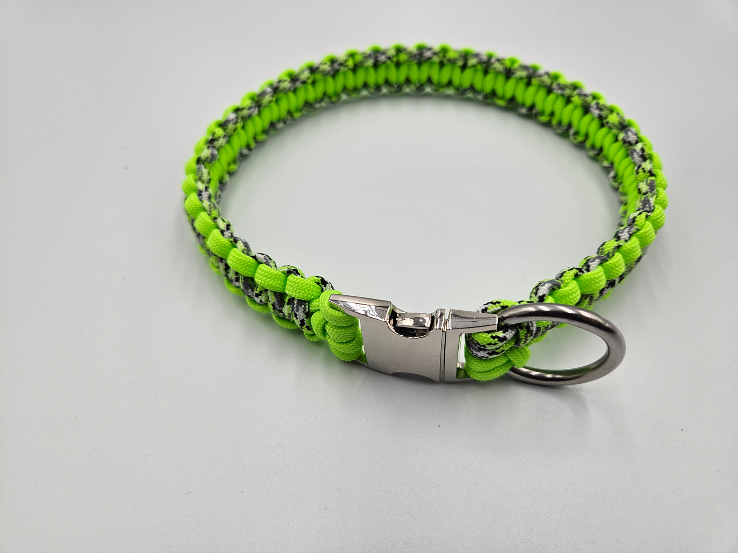 Zombie Edition With Neon Green Apple Cobra Weave Paracord Dog Collar - 16 inch Limited Edition (fits up to 15 inch)