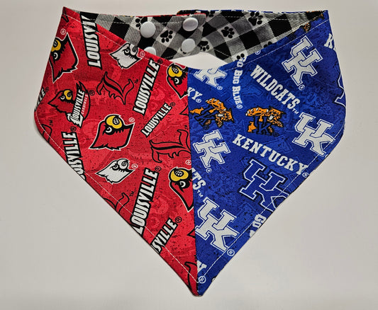 House Divided Snap-On Dog Bandana – Louisville vs. Kentucky