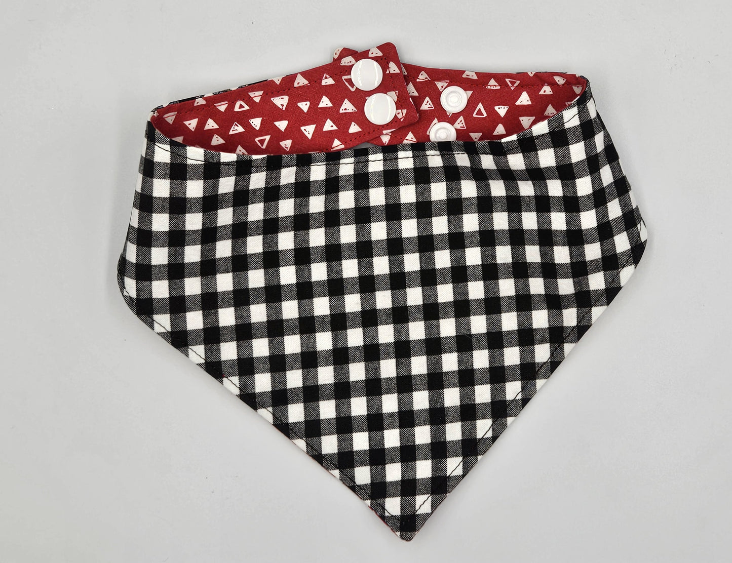 Scarlet & Gingham – Reversible Snap-On Dog Bandana