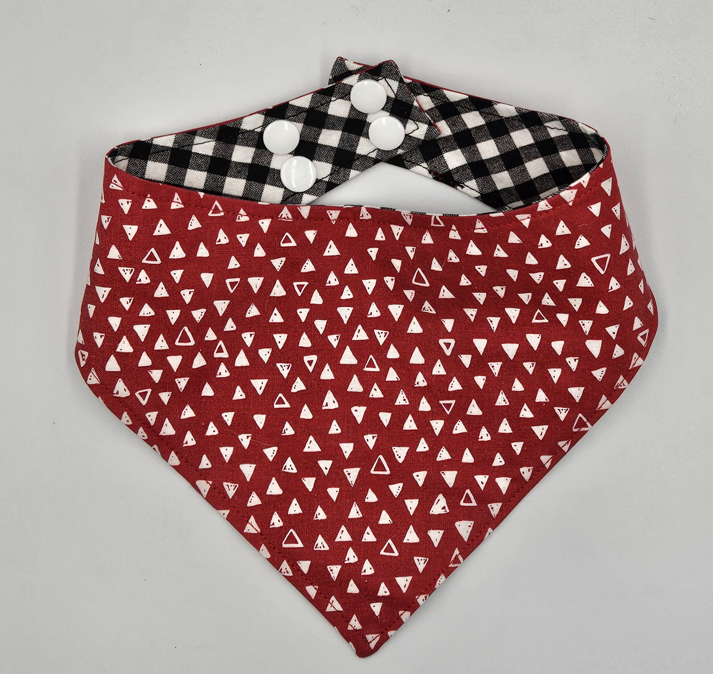 Scarlet & Gingham – Reversible Snap-On Dog Bandana