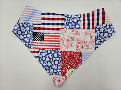 Front Porch Patchwork – Reversible Snap-On Dog Bandana