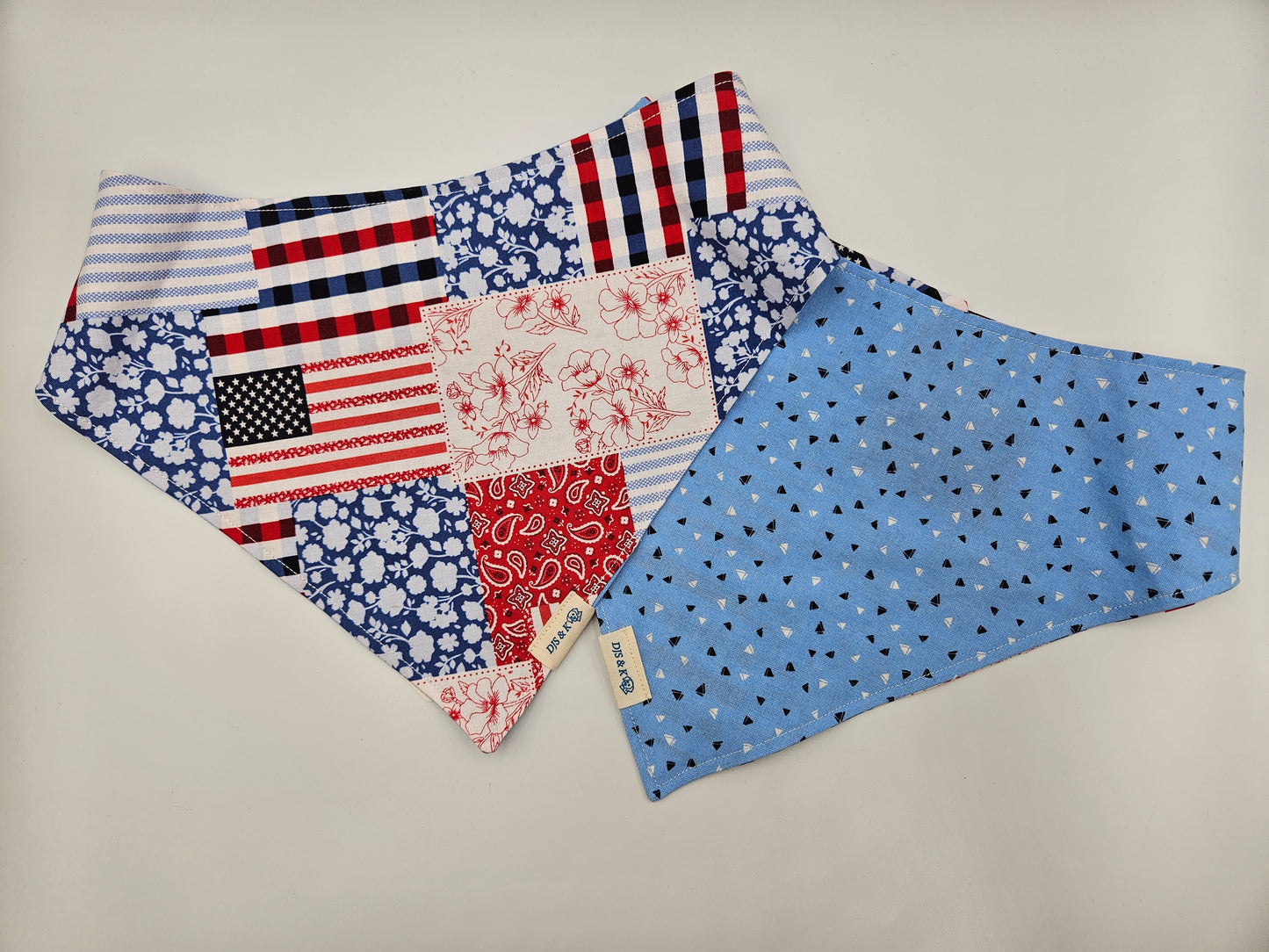 Front Porch Patchwork – Reversible Snap-On Dog Bandana