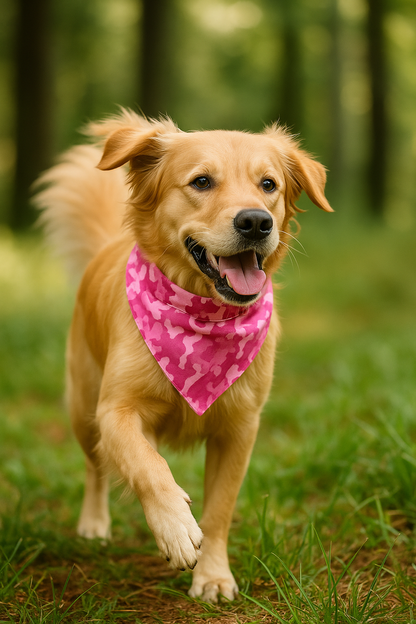 Dark Pink Camo Snap-On Dog Bandana