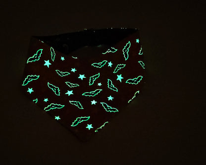 Spooky Swirls & Bats Reversible Snap-On Dog Bandana (Glow-in-the-Dark) – Limited Edition Style