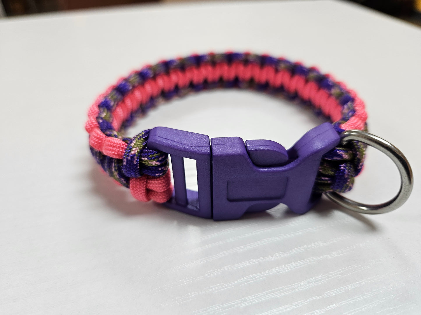 Purple & Pink Cobra Weave Paracord Dog Collar - 11 inch Limited Edition (fits up to 10 inch)