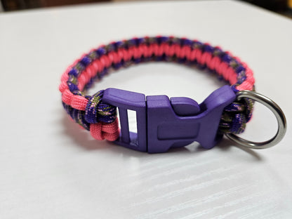 Purple & Pink Cobra Weave Paracord Dog Collar - 11 inch Limited Edition (fits up to 10 inch)