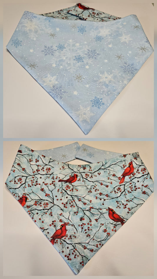 Cardinals In The Snow Reversible Snap-on Dog Bandana – Limited Edition Style