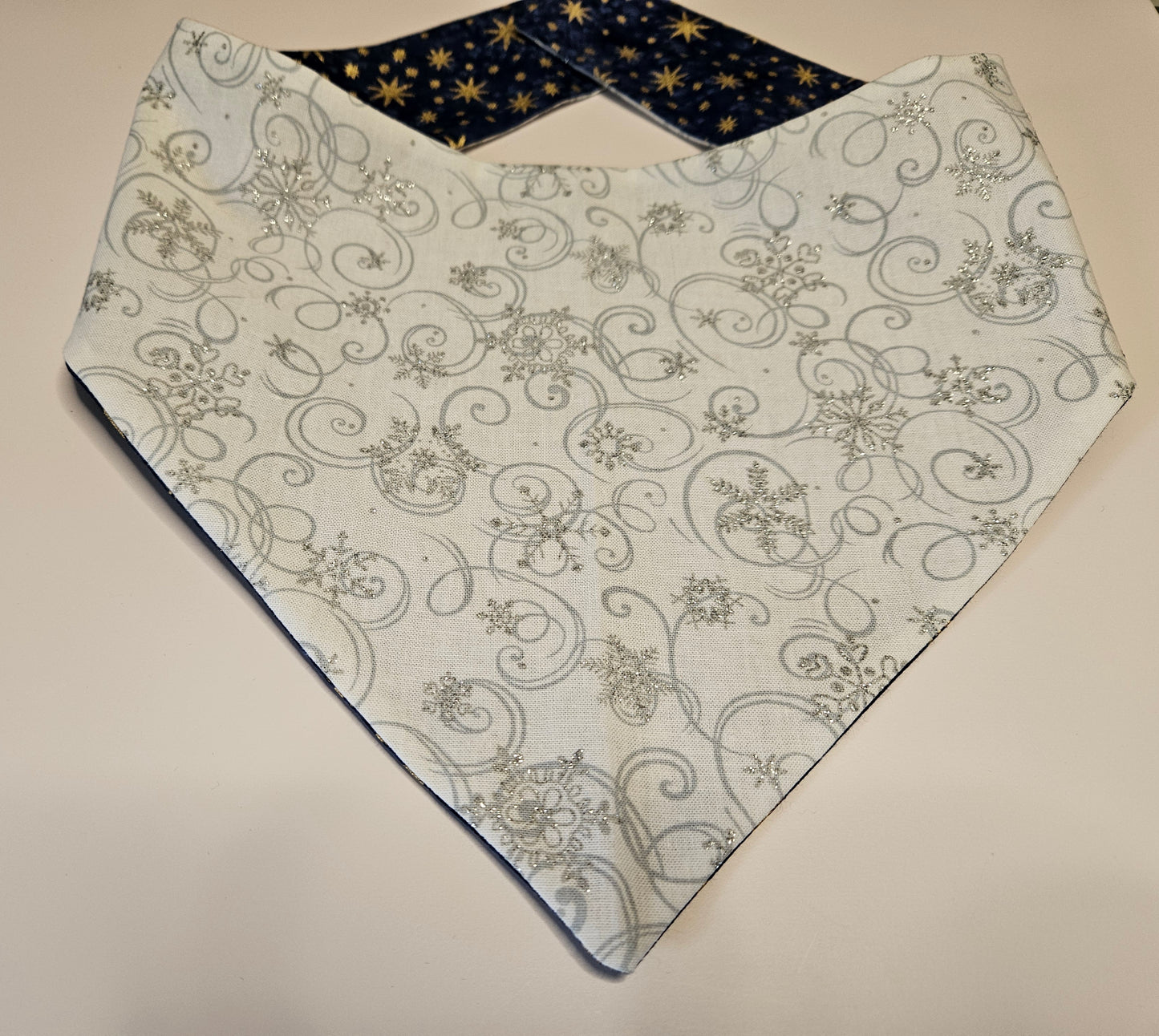 Starlight & Snowflakes Reversible Snap-on Dog Bandana – Limited Edition Style