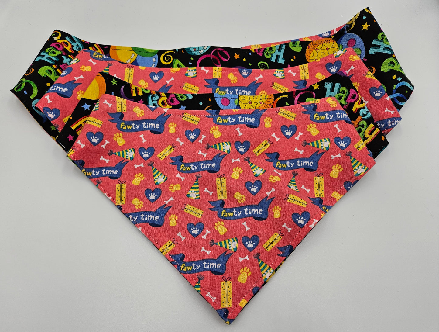 🎉 Pawty Time Reversible Birthday Snap-On Dog Bandana