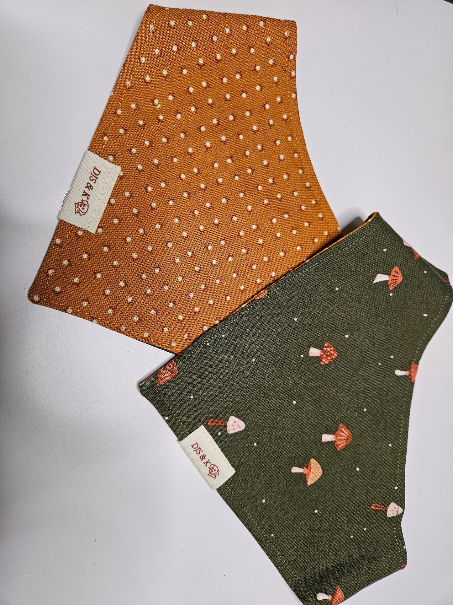Mushroom Meadow - Reversible Snap-On Dog Bandana