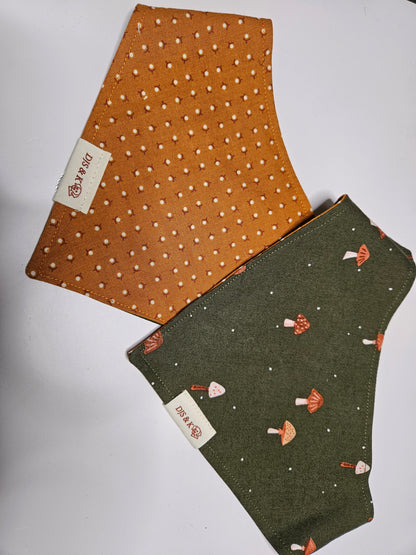 Mushroom Meadow - Reversible Snap-On Dog Bandana
