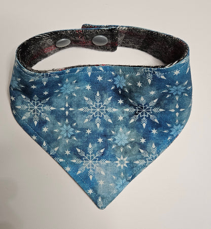Snowfall Plaid Reversible Snap-on Dog Bandana – Limited Edition Style