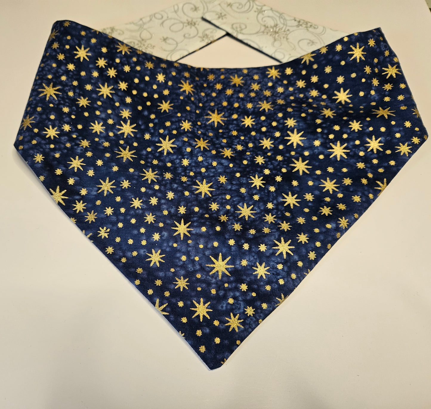 Starlight & Snowflakes Reversible Snap-on Dog Bandana – Limited Edition Style