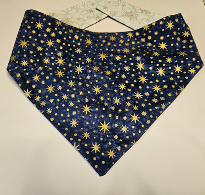 Starlight & Snowflakes Reversible Snap-on Dog Bandana – Limited Edition Style