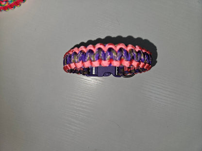 Purple & Pink Cobra Weave Paracord Dog Collar - 11 inch Limited Edition (fits up to 10 inch)
