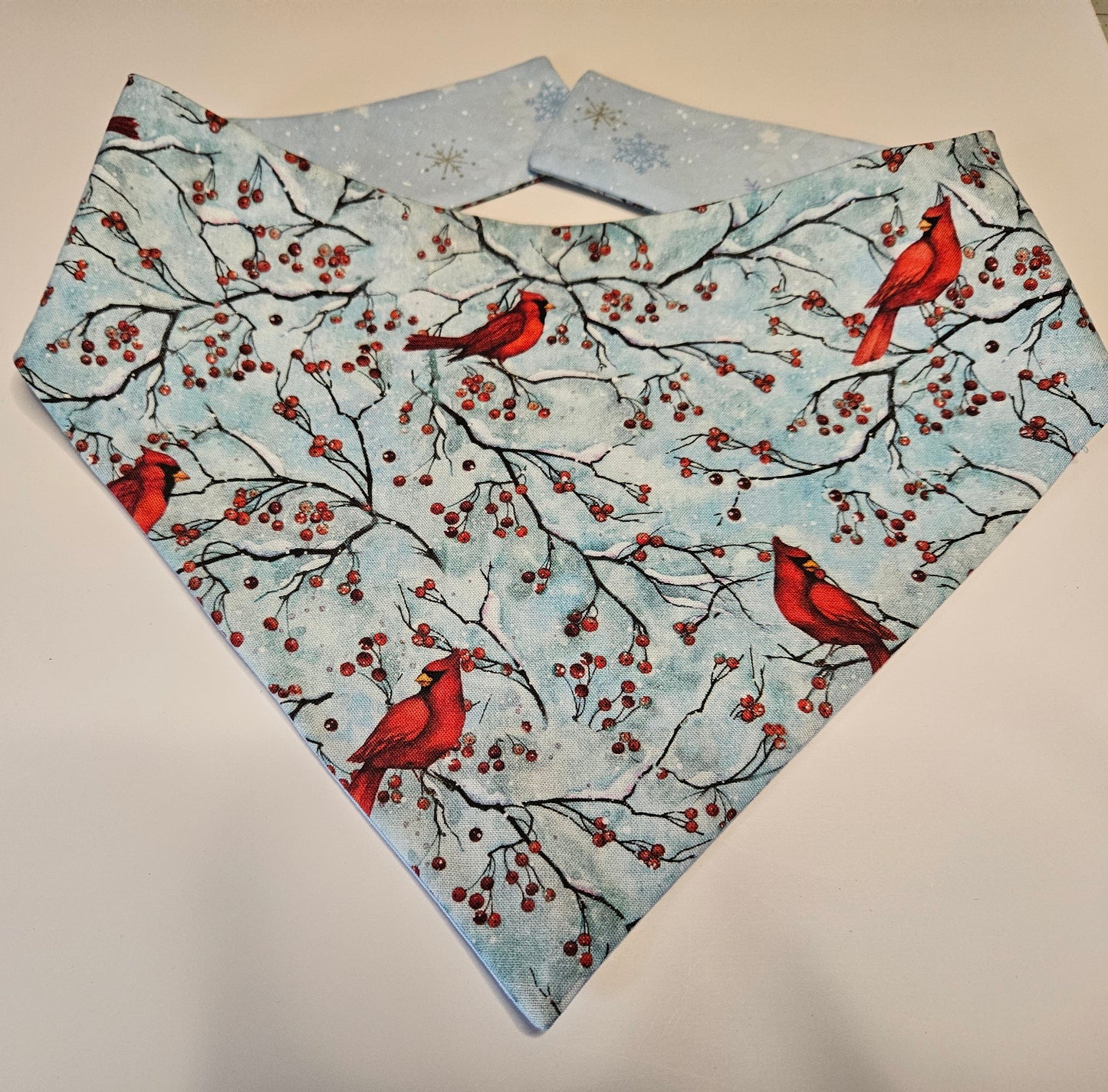 Cardinals In The Snow Reversible Snap-on Dog Bandana – Limited Edition Style