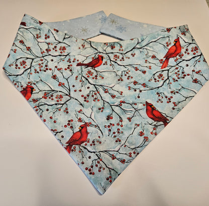 Cardinals In The Snow Reversible Snap-on Dog Bandana – Limited Edition Style