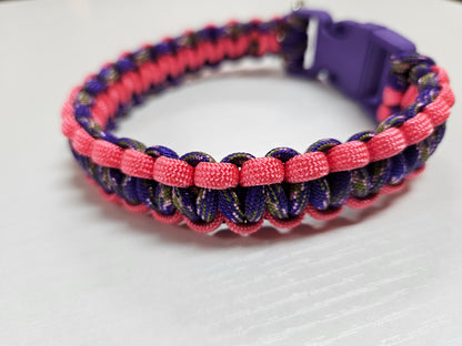 Purple & Pink Cobra Weave Paracord Dog Collar - 11 inch Limited Edition (fits up to 10 inch)