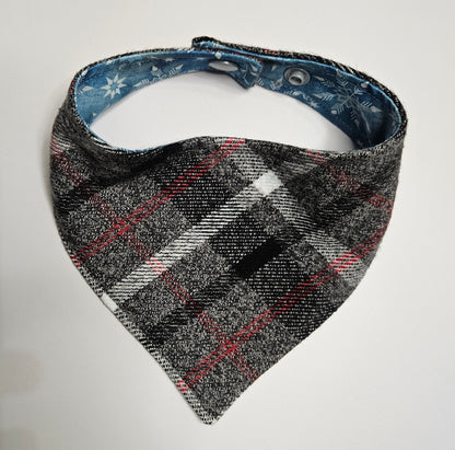 Snowfall Plaid Reversible Snap-on Dog Bandana – Limited Edition Style