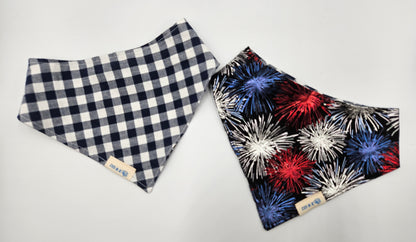 Fireworks & Picnic Baskets - Reversible Snap-On Dog Bandana
